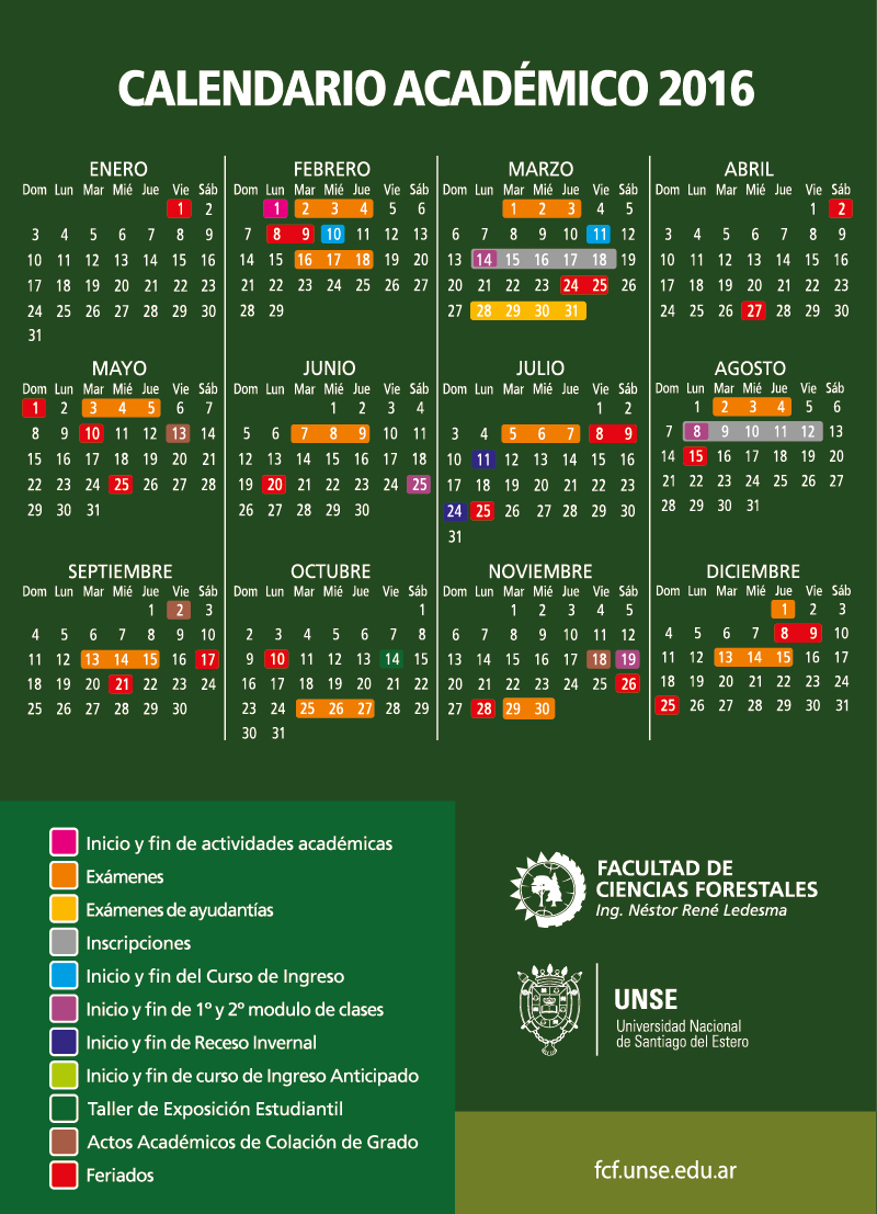Facultad De Ciencias Forestales UNSE Calendario Acad mico